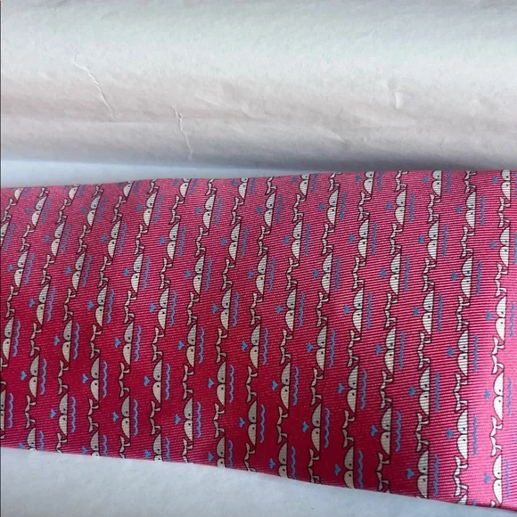 Salvatore Ferragamo Pink Whale Motif Tie - Picture 1 of 5